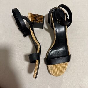 Gucci resort bamboo and black heel sandals